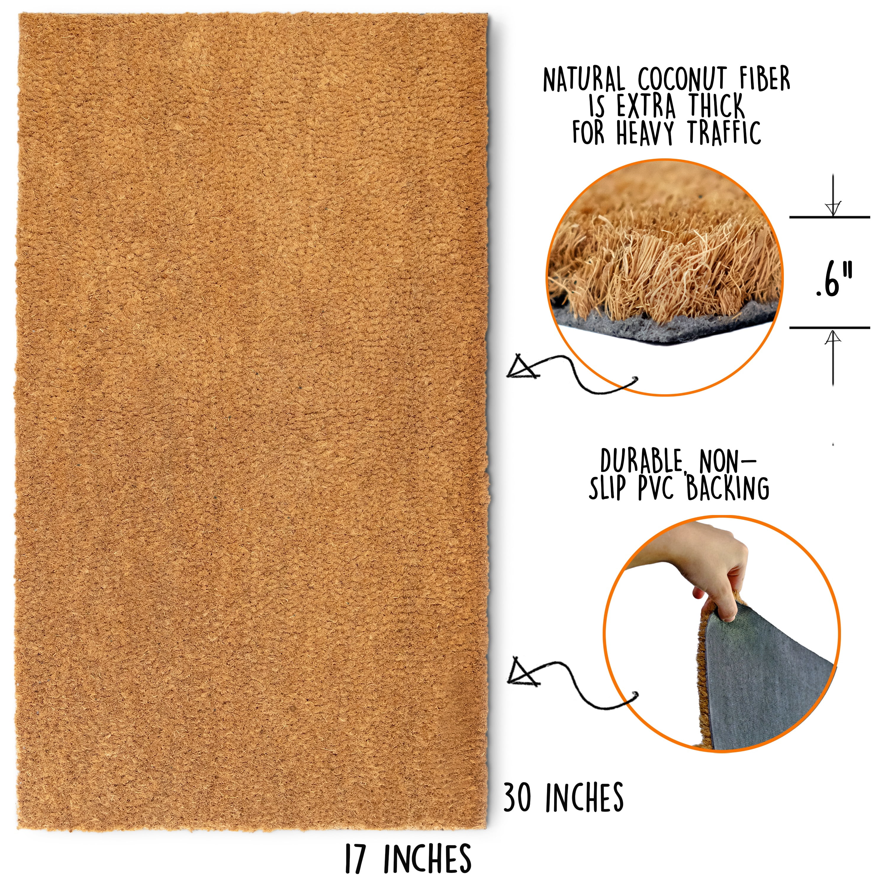 MAINEVENT Blank Coir Doormat 30x17 Inch Plain DIY Outdoor Welcome Mat for Outside 10pk