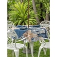 thumbnail image 3 of Outdoor Tablecloth with Umbrella Hole for Patio/Picnic/Party/Camping, Blue Starfish Coastal Waterproof Table Cloth Round Cover Washable, Eucalyptus Summer Nautical Shell Rustic (Dia 54"), 3 of 8