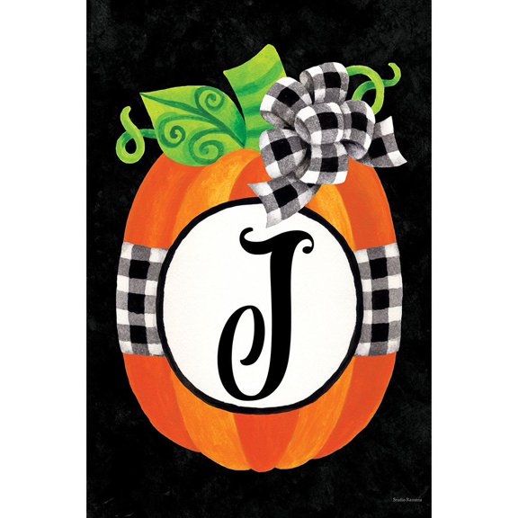 Custom Decor Applique Garden Flag - Gingham Pumpkin T