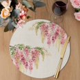 thumbnail image 3 of Pink Weeping Floral Round 13 Inch Placemats Set of 8, Spring Summer Pastoral Flowers Rustic HeatResistant Non Slip Place Mats for Dining Table, Wipeable Braided Kitchen Table Mats for Housewarming, 3 of 9
