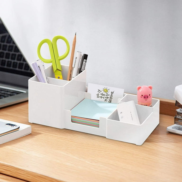 Desk Organizer, Desktop Organizer With Pencil Holders, Sticky Note Tray,  Paperclip Storage And Office Accessories Caddy, Office Stationery Supplies  Or