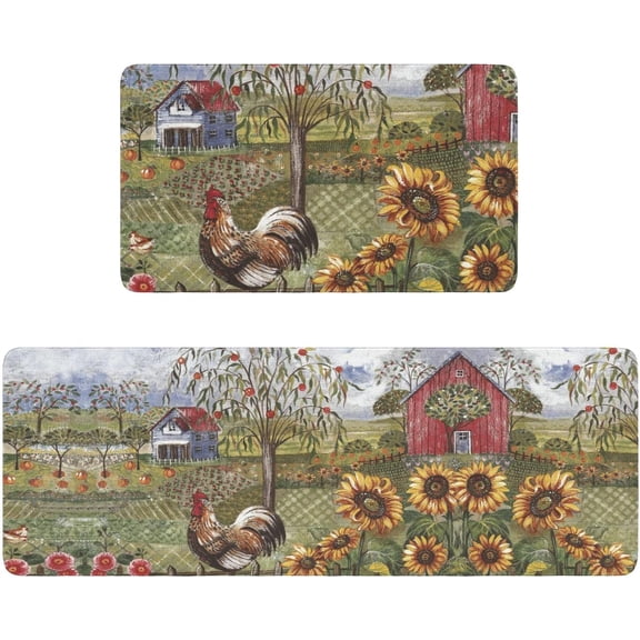 Sunflower Rooster Hen Doormat Set of 2 Back Bedroom