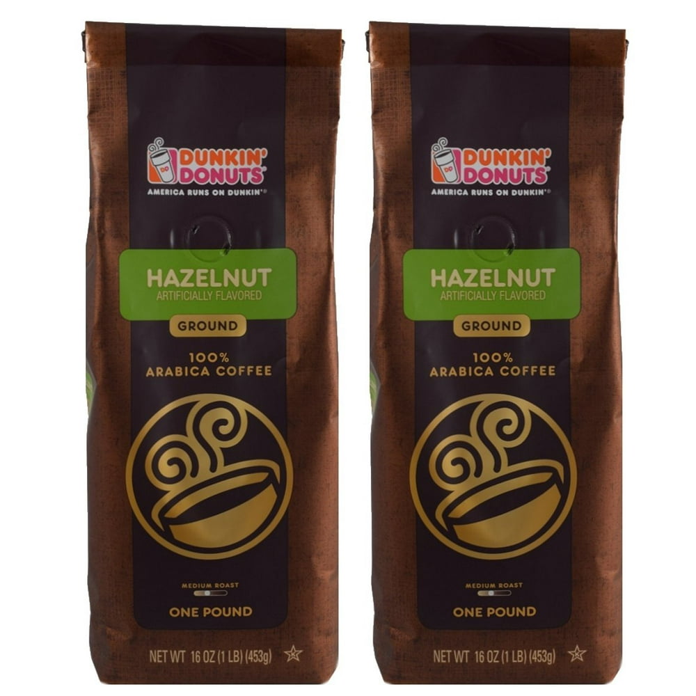 Dunkin Donuts Ground Coffee 1 LB. Bag Multi Pack (Hazelnut, Two Pack
