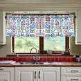 thumbnail image 3 of Yayeee Kitchen Curtains Tier Set of 2 Light Filtering 57"x36" Over Sink Window Panels, Blue Retro Pattern, 3 of 7
