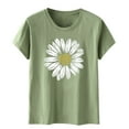 thumbnail image 5 of Tops for Women Sunflower Loose Short Sleeve Graphic Tunic Green L, 5 of 5