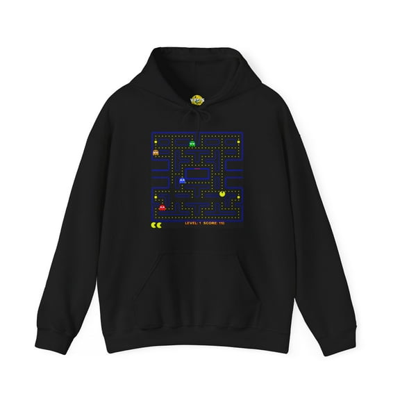 Retro Pac-Man Arcade Game Hoodie, 80s Classic Arcade Gamer Sweatshirt
