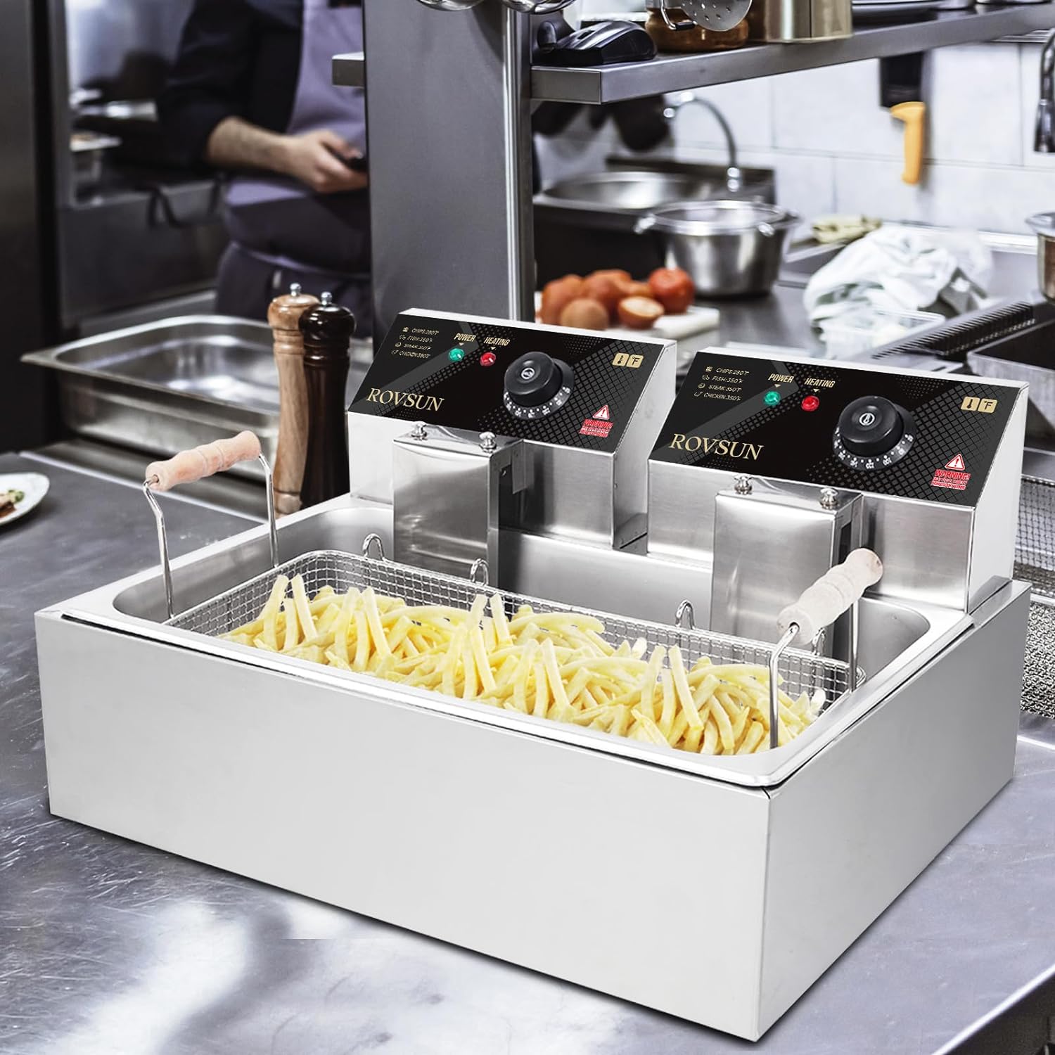 ROVSUN 13.5L 5000W Commercial Electric Deep Fryer, Stainless Steel