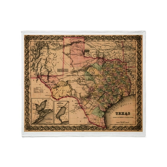 CafePress - 1855 Map Of Texas Throw Blanket - Soft Fleece Throw Blanket, 50"x60" for All Ages