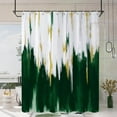 thumbnail image 2 of Dark Green Shower Curtain, Green White Gold Brush Strokes Graffiti Oil Painting Modern Art Abstract Bathroom Curtain Waterproof Fabric Machine Washable with Hooks, 84" Wx72 L, 2 of 6