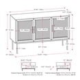 thumbnail image 2 of Buffet CorLiving Emmett en bois d'ingénierie avec 3 portes à treillis et 4 étagères, marron clair, 2 of 14