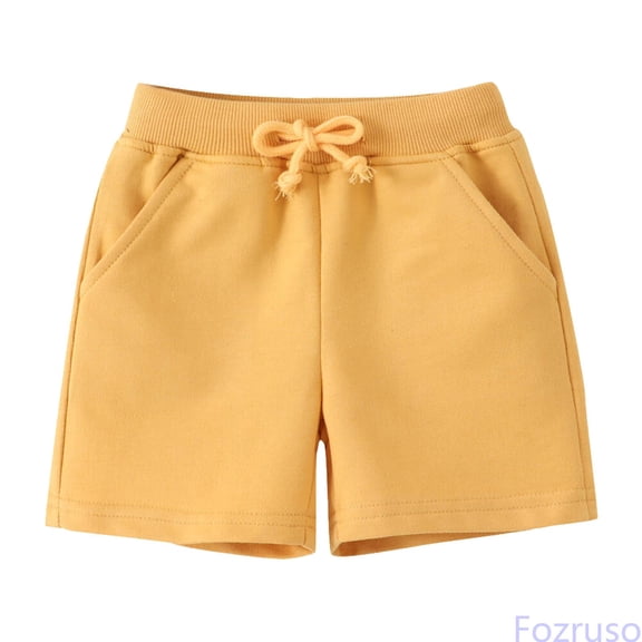 Fozruso Girls Boys Sport Casual Shorts, Elastic Waist Summer Beach Running Shorts for Toddler and Kids(Yellow)