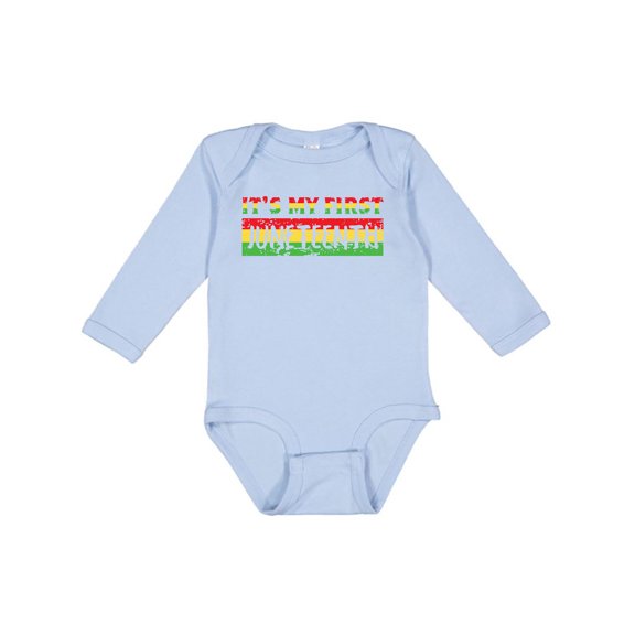 Inktastic It's My First Juneteenth Red, Yellow, and Green Boys or Girls Long Sleeve Baby Bodysuit