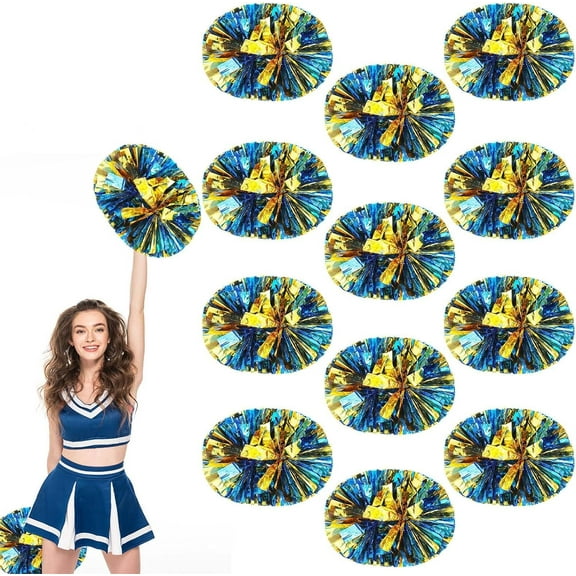 12 PCS pom poms Cheer, 13.8inch Sports Dance for Sports Team Spirit Cheering with Handle