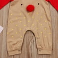 thumbnail image 3 of Bebé recién nacido Niños Niñas Navidad Manga larga Nariz roja Dibujos animados Reno Pijama Mono Conjunto de mono con sombrero a rayas Adecuado para 0-6 meses (70 cm), 3 of 4