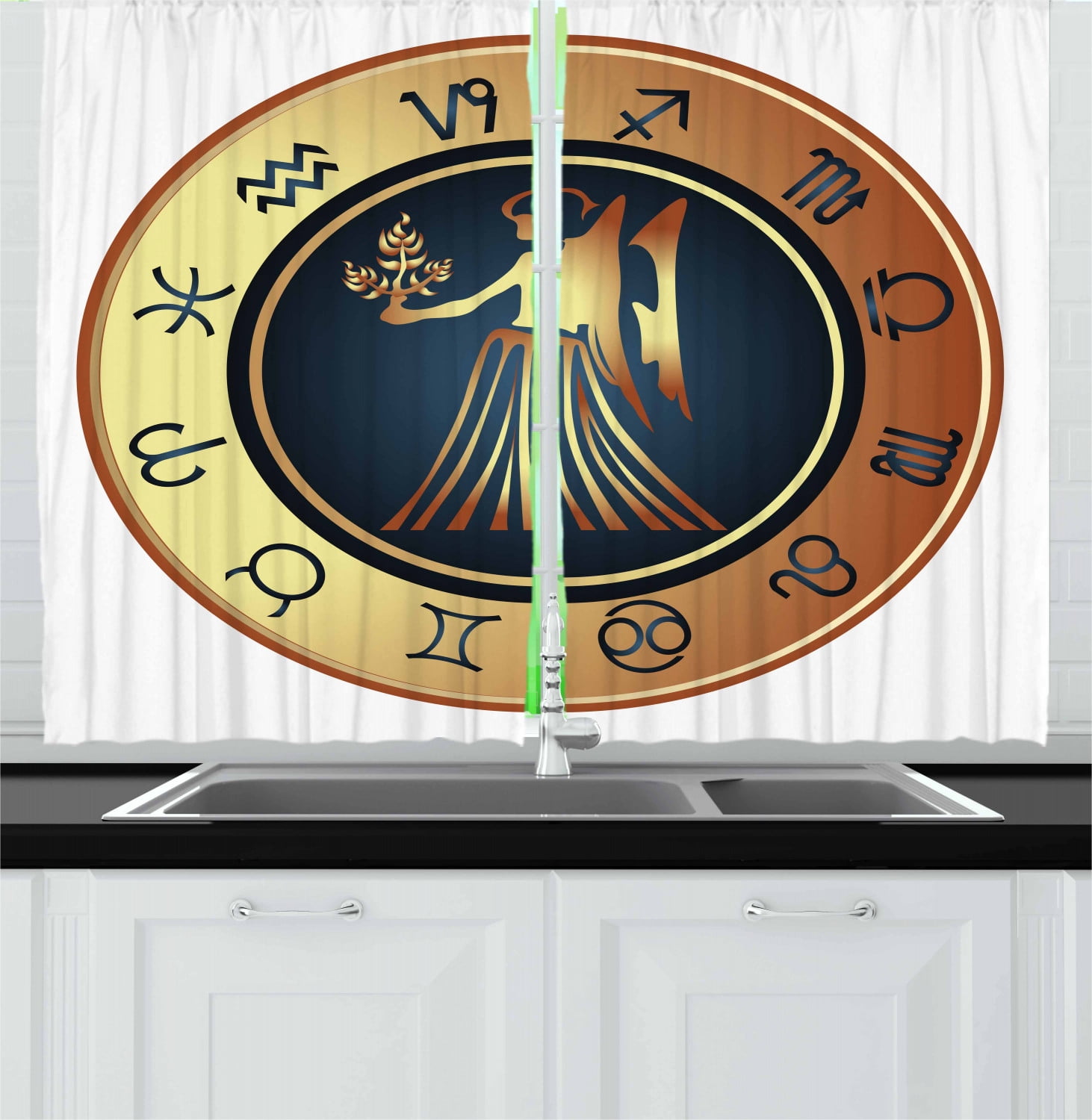 Zodiac Virgo Curtains 2 Panels Set, Circle with Twelve ...