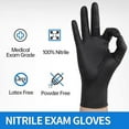 thumbnail image 4 of Basic Medical Black Nitrile Exam Gloves - Latex-Free & Powder-Free, 5 mil Gloves, NGPF-1045(pack of 100), Small, 4 of 7