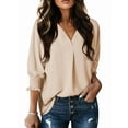 thumbnail image 3 of Women Blouses Dressy Casual V Neck 3/4 Length Sleeve Womens Tops with Smocked Cuffs L, 3 of 6