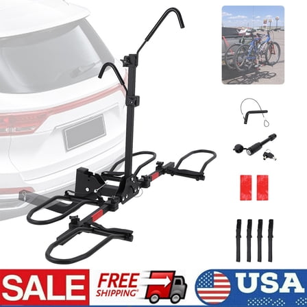 2 Bike Rack Carrier Hitch Mount Platform w/ 2" Receiver for Car Truck 180lbs