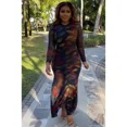 thumbnail image 3 of Plus Size Women's Long Sleeve Dress Bodycon Print Casual Round Neck Streetwear Vintage Slim Chic Female New Fashion Long Dress, 3 of 4