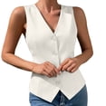 thumbnail image 2 of IUYRTFE Women's V Neck Sleeveless Button Down Vest Top Slim Fit Casual Suit Waistcoat, 2 of 6