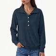 thumbnail image 5 of Women Waffle Knit Polo Sweatshirt Sevevn Collared Henley Button Long Sleeve Side Pocket Loose Casual Pullover Tops, 5 of 8