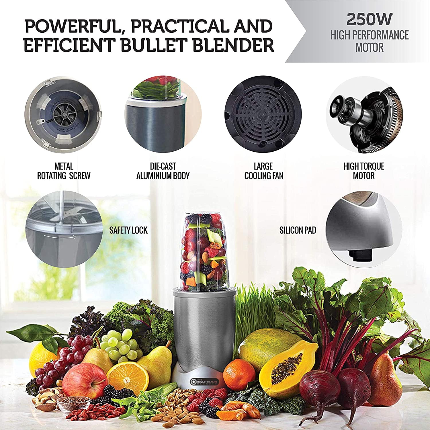 Buy Bullet Blender Combo Mixer with 250WSliver Online at Lowest Price