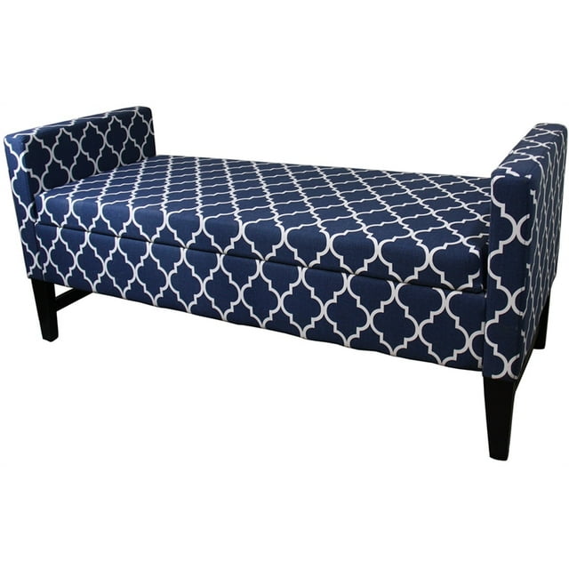 ORE International Moroccan Stripes Decor Polyurethane Storage Bench in Blue