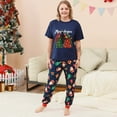 thumbnail image 6 of Odeerbi Christmas Pajamas for Family Holiday Short Sleeve Family Christmas Pajamas Matching Sets Mom Casual Print Top with Bottom Outfits Home Wear Sleepwear Family Matching PJs Set Blue, 6 of 7