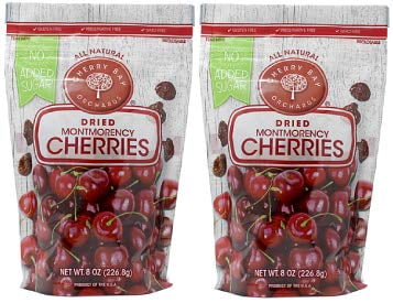 Cherry Bay Orchards - Dried Montmorency Tart Cherries - No Added Sugar - (Pack of Two 8oz Bags (1LB) -100% Domestic, Natural, Kosher Certified, Gluten-Free, and GMO Free - Packed in a Resealable Pouch