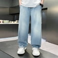 thumbnail image 4 of Shadoumai Boys Straight Leg Stretch Denim Pants, Elastic Waist Pocket Layout, Comfortable Casual Daily Cut for Daily Wear, Wearable Bottoms, 4 of 6