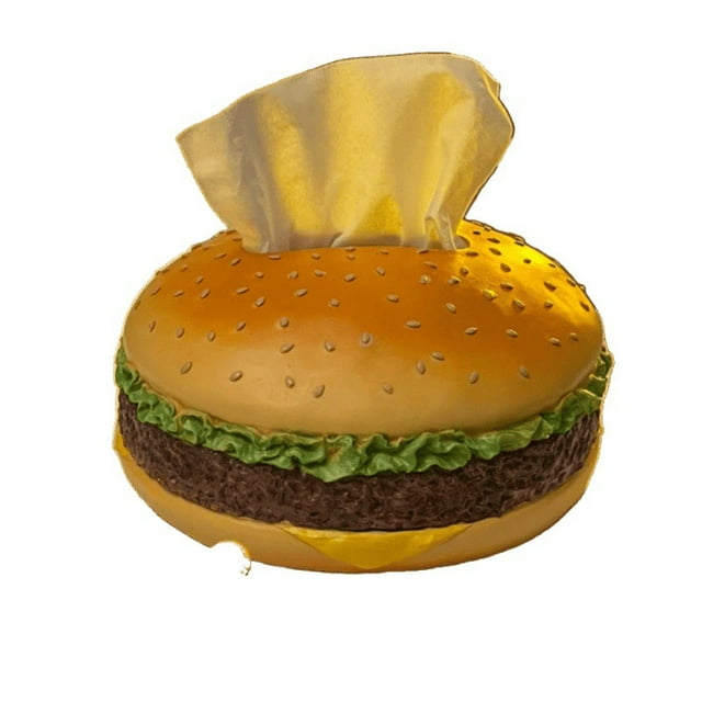 Dispensador de pañuelos con forma de hamburguesa con tapa de caja de pañuelos