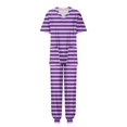 thumbnail image 4 of Ndbuld Scrub Set for Women V-Neck Scrub Top & Jogger Pants Women's Short Sleeved Stripe Pocket Protective Suit Set Short Sleeved-neck Top/shirt Set Rollbacks,Multicolor,L, 4 of 5