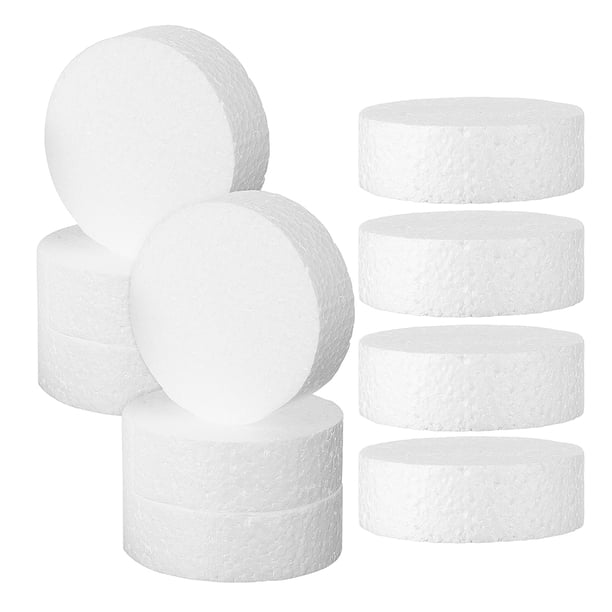 10 bloques de espuma blanca, material cilíndrico de espuma de poliestireno, chupetes redondos para tartas para proyectos de manualidades, modelado de decoraciones de pasteles para hornear