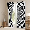 thumbnail image 3 of Homewish Classic Geometric Plaid Blackout Curtains Set of 2 (52x84 Each),Modern Aesthetic Art Window Curtains,White Black Checkered Curtains and Drapes For Boys Kids,Super Cozy Room Decor, 3 of 6