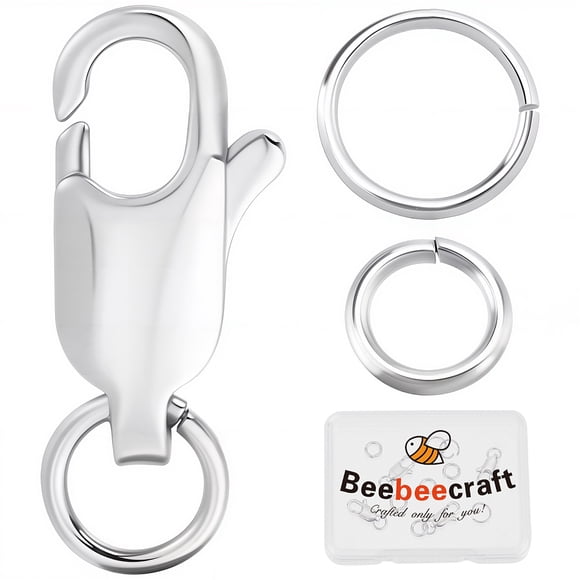 1 Box 20Pcs Lobster Claw Clasps Large Platinum Plated Brass Jewelry Lobster Clasps with 40Pcs 6/7mm Open Jump Rings for Bracelets Necklace Jewellery Making