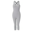 thumbnail image 4 of Workout Leggings for Women Tummy Control Crewneck Sleeveless Printed Jumpsuit Capri Straight Leg Yoga Pants for Women,Grey,XXL, 4 of 4