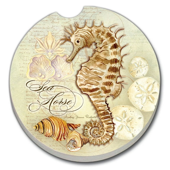 Absorbent Stoneware Car Coaster, Coastal Waterways, Set of 2