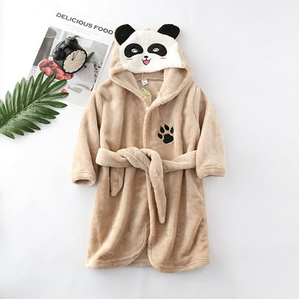 Albornoz para bebé, bata de baño suave con capucha para niños, ropa de algodón para niños, toallas de manga larga para niñas, ropa de dormir de invierno, albornoz de animales para niños 3T Gao Jinjia LED