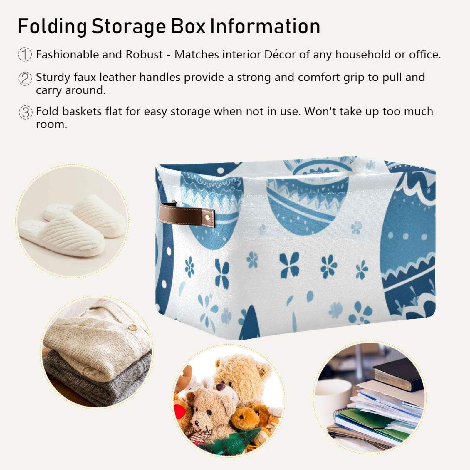 Easter Eggs Boho Storage Bins Baskets With Handles Storage Box Clothes Organizer Organization Toys