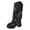 Black_038, variant on Women's Fall Winter Round Toe Platform Mid Calf Boots, Slouchy Pants Shaft Side Zipper Thick Sole Long Boots Brown 8(EU-40)