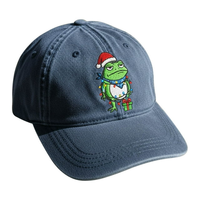 Gorra de béisbol navideña con diseño de ranas, gorra bordada de Papá Noel, ajustable, para hombres y mujeres, decoración del hogar, decoración de habitaciones y paredes.