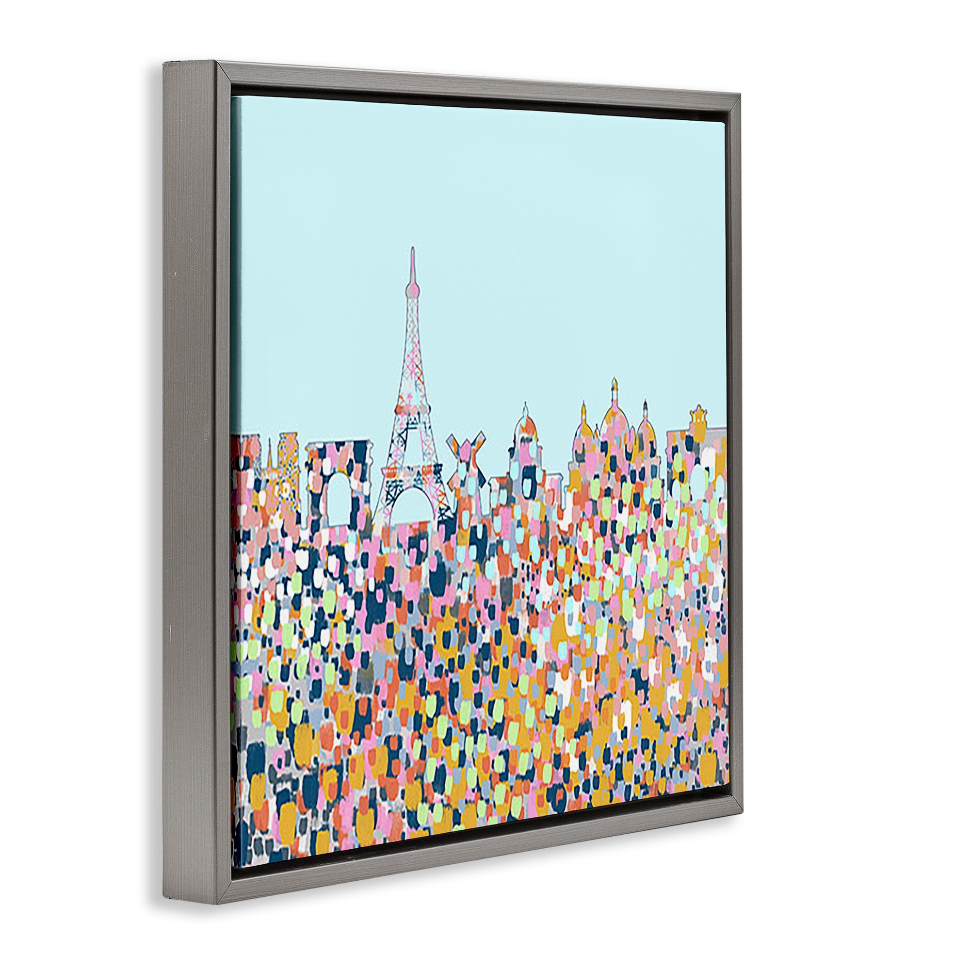 Stupell Industries Abstract Paris City View Abstract Painting Gray Floater Framed Canvas Art Print Wall Art, 25 x 25