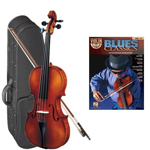 Strunal 1750 Student Violin Blues Classics Play Along Pack - 3/4 Size European Violin w/Case & Play Along Book