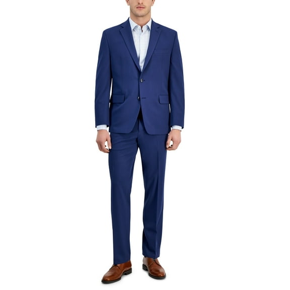 Perry Ellis Mens Modern fit 2 Piece Suit 36 R / 29 x 32 Waist Blue Solid Stretch