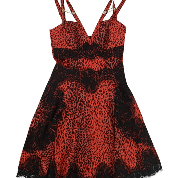 GUESS Womens Nadine Embellished Fit & Flare Dress, Red, Small