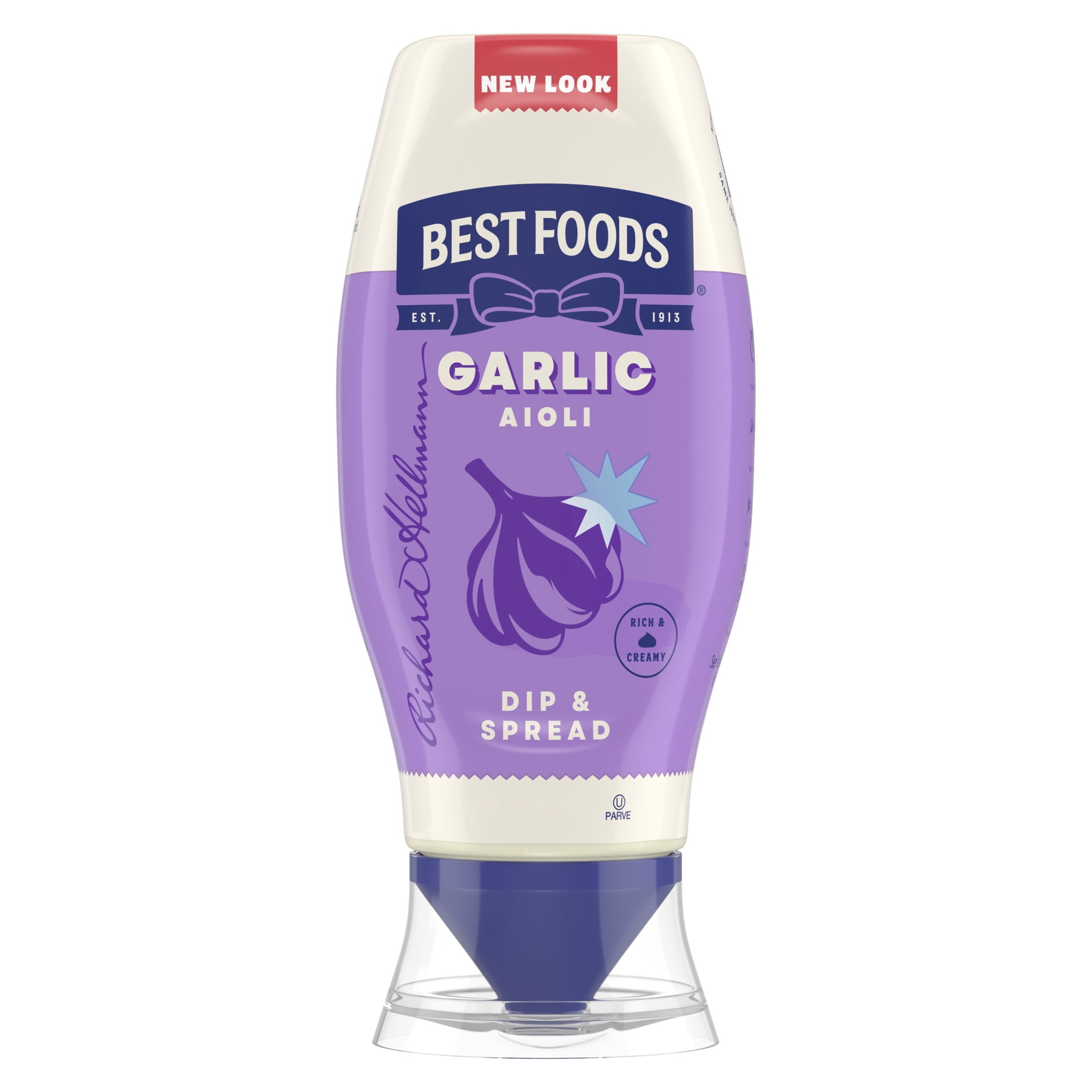 (3 pack) Best Foods Garlic Aioli Dip & Spread Condiments Dipping Sauce, 11.5 fl oz Squeeze Bottle