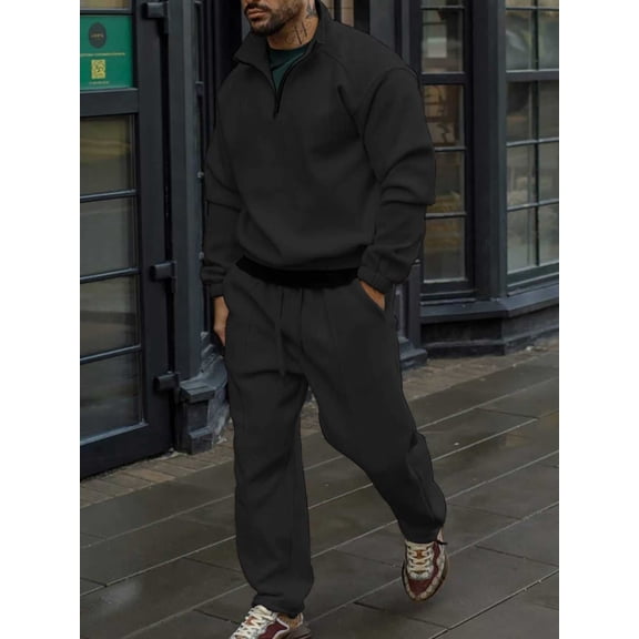 Men Sweatsuits 2 Piece Set Casual Solid Color Hoodies Sweatshirt And Joggers Sweatpants Set Street Fall Sport Suit Sets Winter