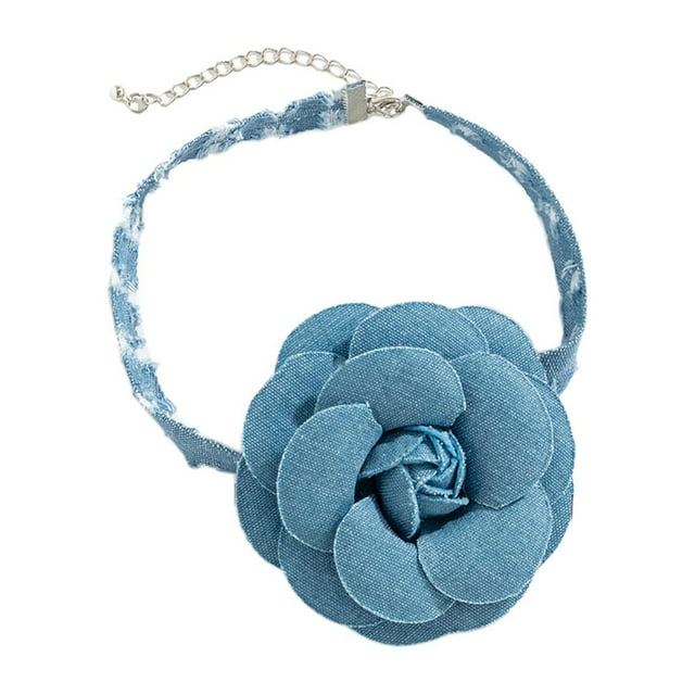 Collier Ras du Cou Fleur Décoration Collier Fleur, Bijou de Robe Mode, Grand Collier Ras du Cou Fleur pour Halloween Mariée Mariage Style B