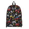 thumbnail image 3 of Game Controller Black Pattern Backpack for School, Cute School Bag with Adjustable Shoulder Straps and Padded Back, 15.7"x11.8"x5.5", 3 of 5