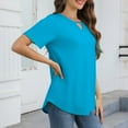thumbnail image 6 of Yubnlvae Women's T-Shirt Tie-Front Loose Plus-Size Pocket Short Sleeve Top - Black/Hot Pink/Dark Blue/Sky Blue/Mint Green - S/M/L/XL/XXL (Sky Blue | M), 6 of 7